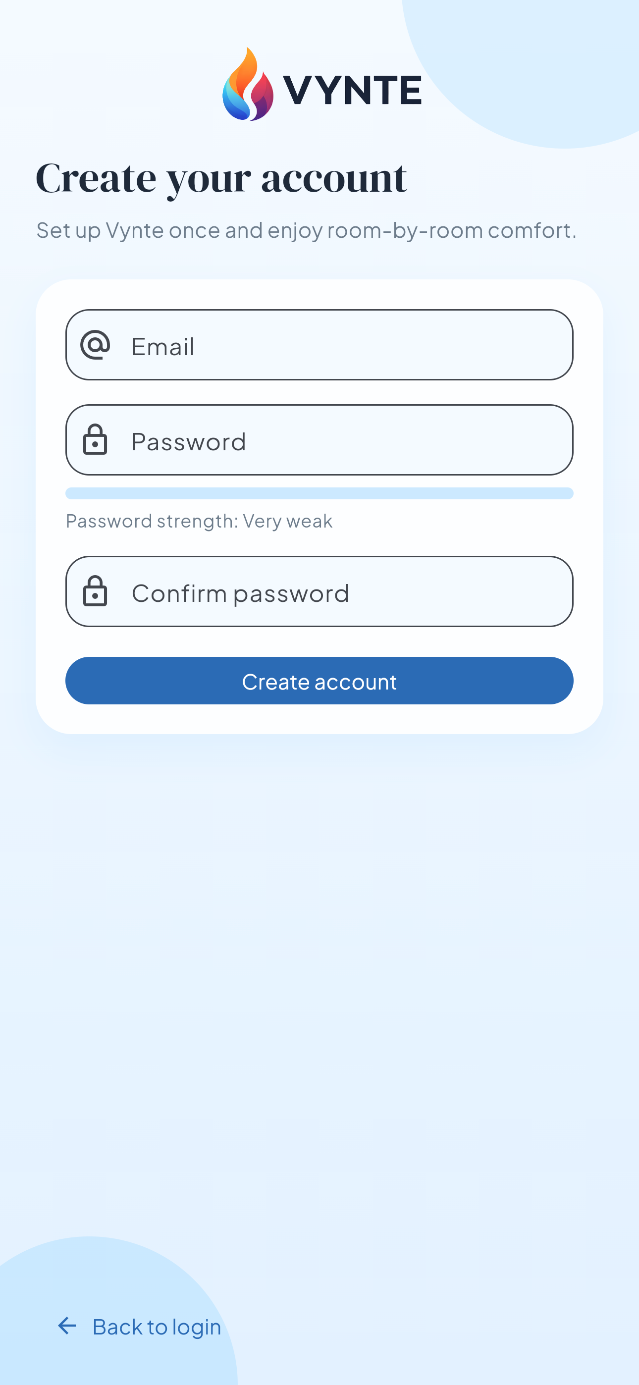 Vynte app screen 1